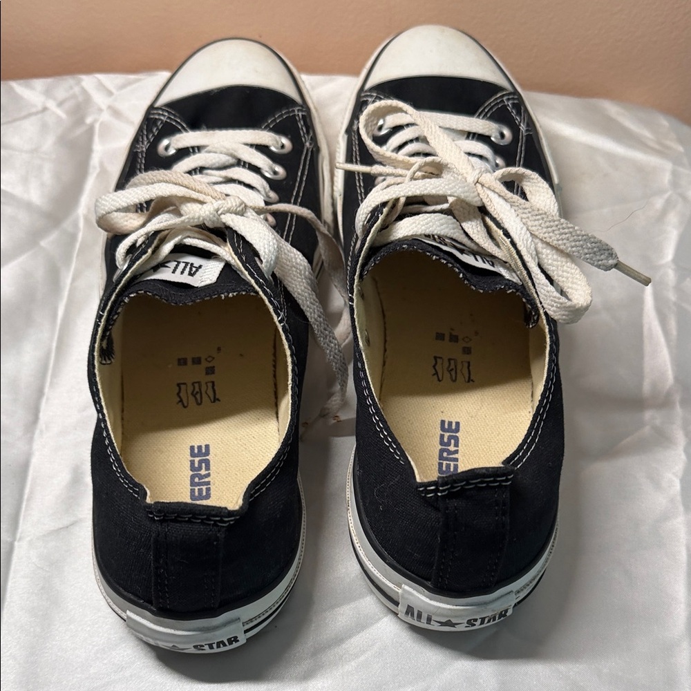 Converse Low Top Sneakers in Black with White Accents - Picture 2 of 5